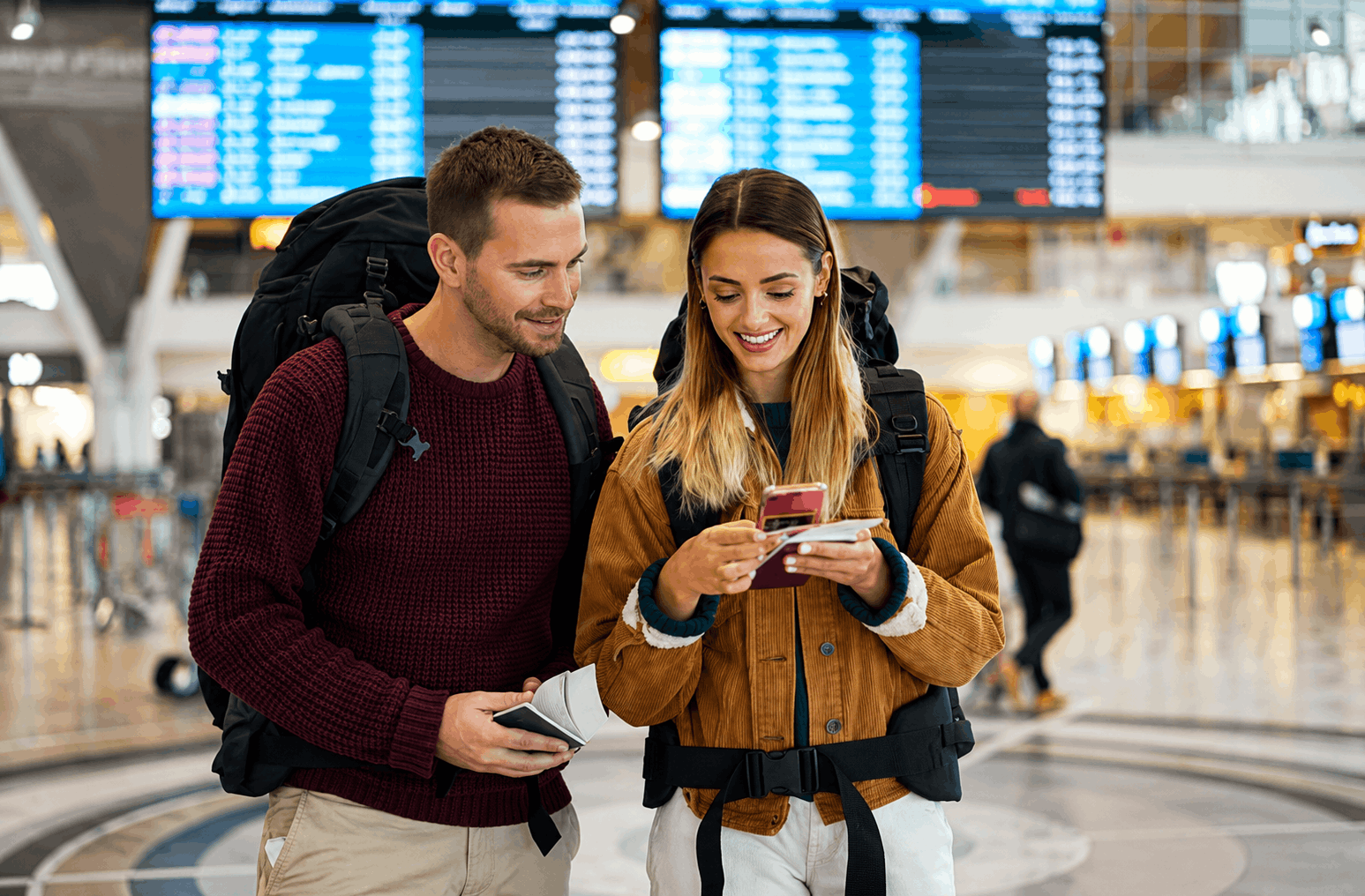 Travelers at the airport using TRIP